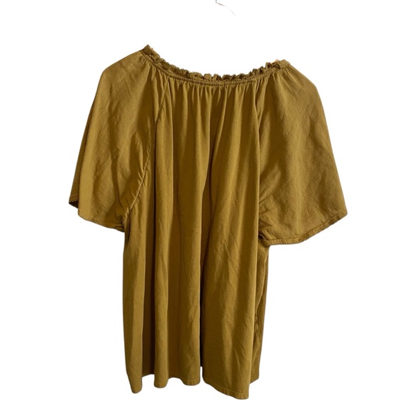 J.Jill Chartreuse Green Yellow Embroidered Bohemian Short Sleeve Top Size 2X - Picture 4 of 5